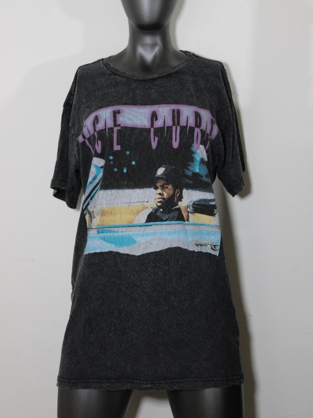 Ice Cube "It Was A Good Day" Graphic Tee - Acid Wash Black Rap T-Shirt